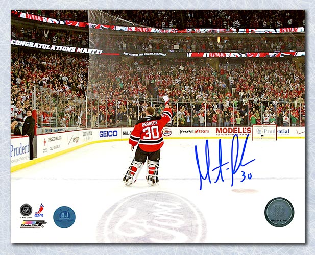 Martin Brodeur New Jersey Devils Autographed Win Record Celebration 8x10 Photo | AJ Sports.