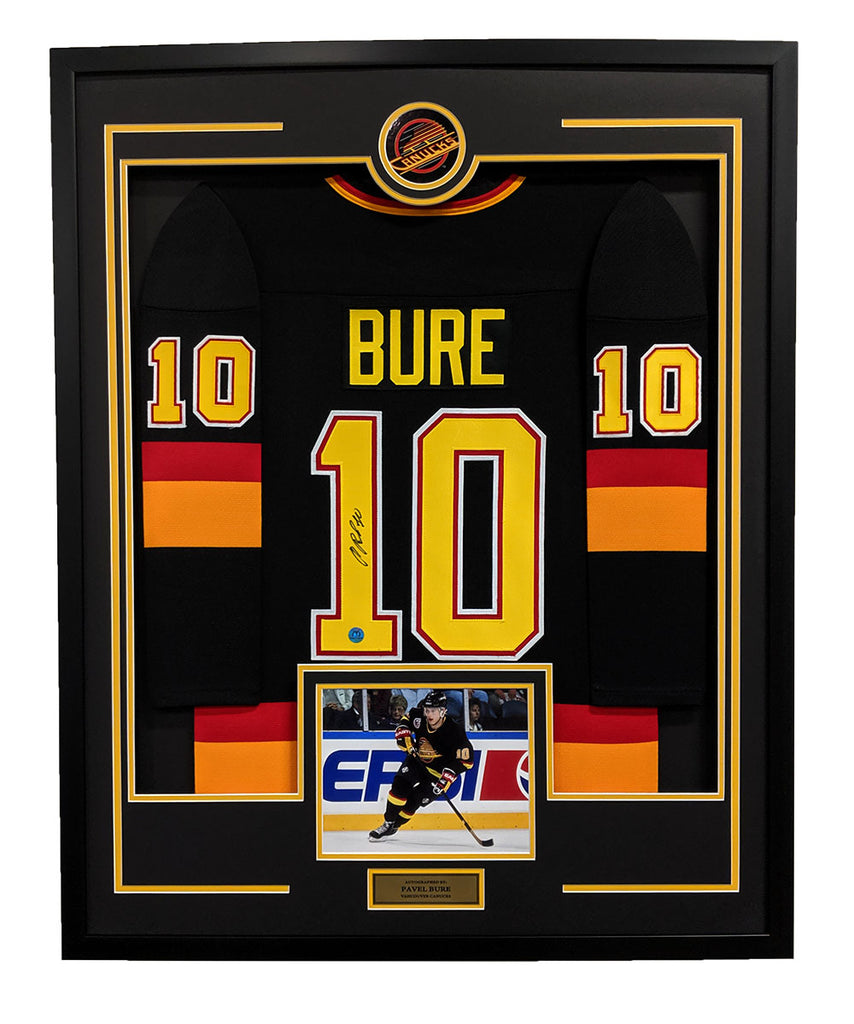 Pavel Bure Autographed Vancouver Canucks 36x44 Framed Jersey Display | AJ Sports.