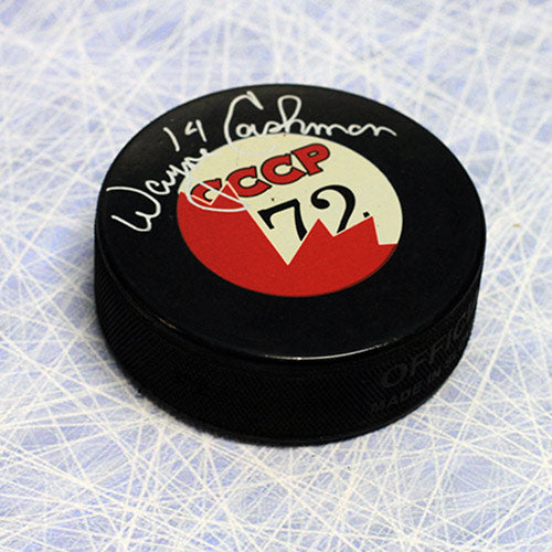 Wayne Cashman Team Canada Signed 1972 Canada/CCCP Hockey Puck | AJ Sports.