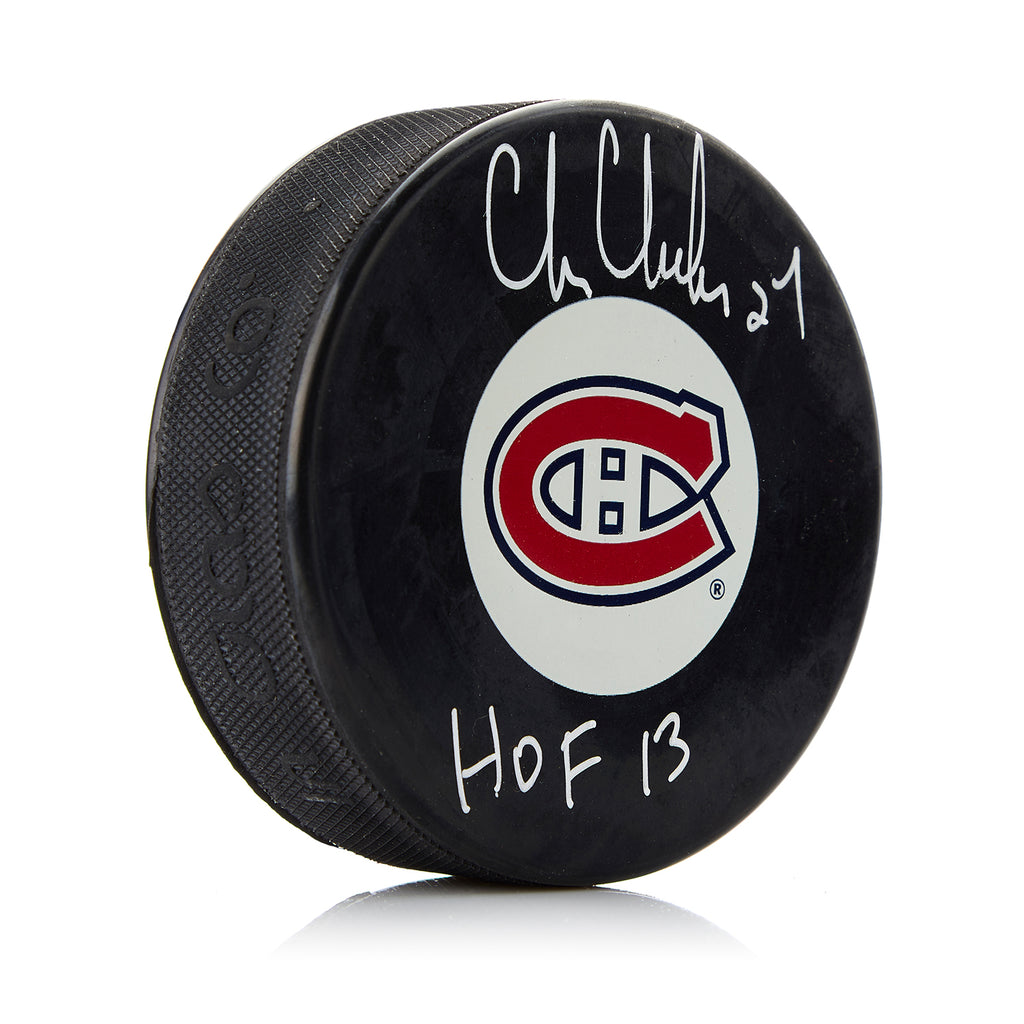 Chris Chelios Montreal Canadiens Autographed Hockey Puck with HOF Note | AJ Sports.