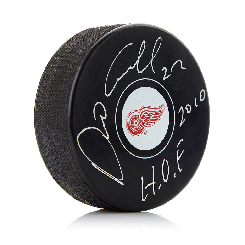 Dino Ciccarelli Detroit Red Wings Autographed Hockey Puck with HOF Note | AJ Sports.