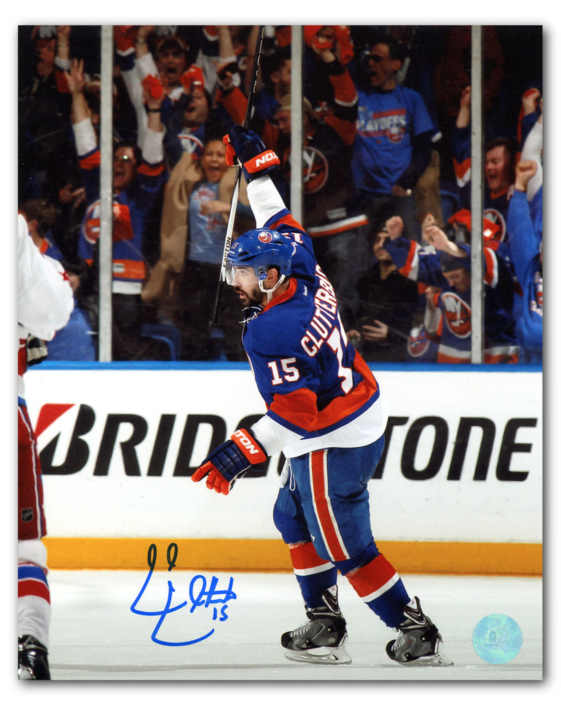 Cal Clutterbuck New York Islanders Autographed Goal Celebration 8x10 Photo | AJ Sports.