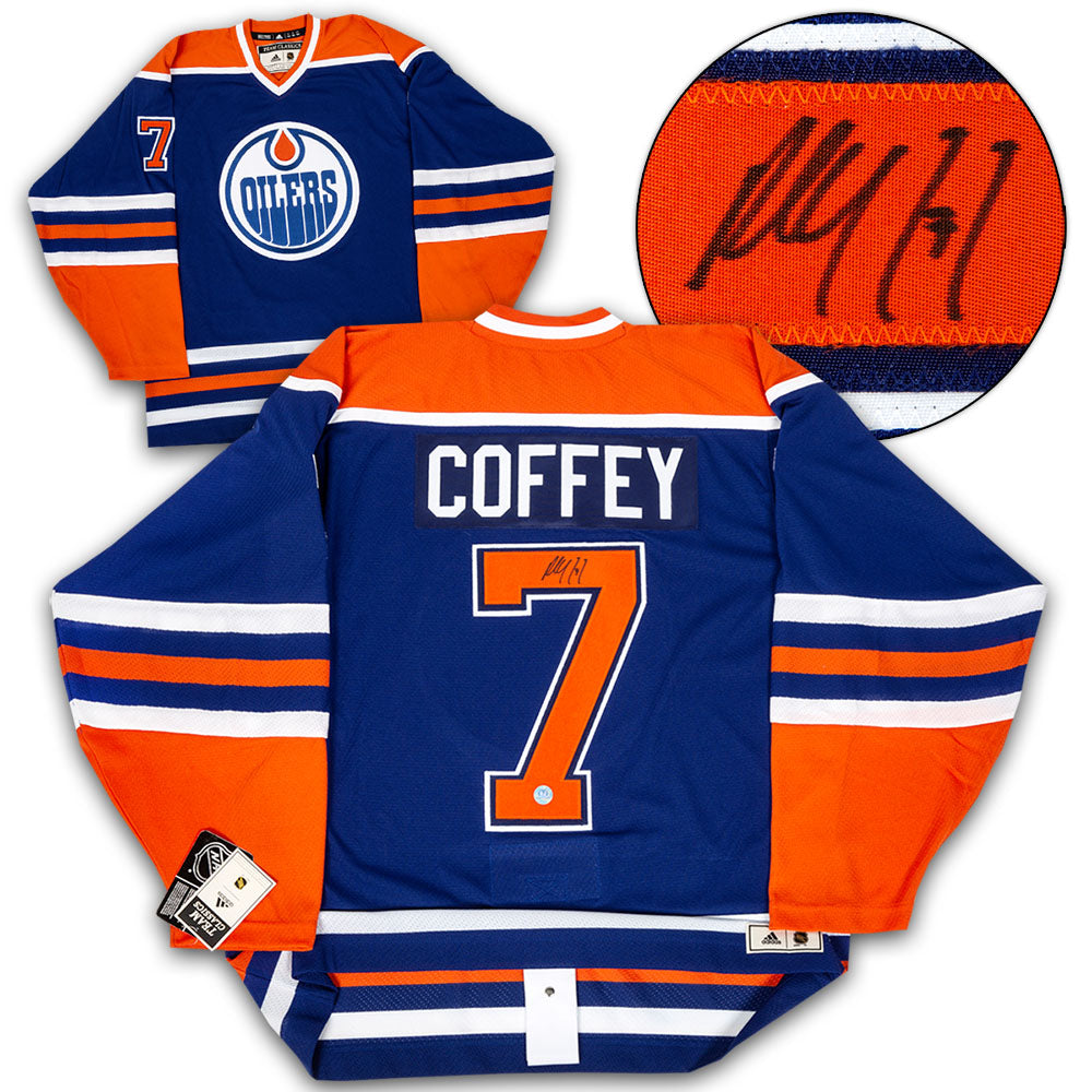 Paul Coffey Edmonton Oilers Signed Adidas Team Classic Jersey | AJ Sports.