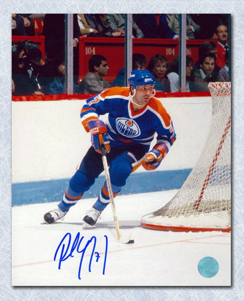 Paul Coffey Edmonton Oilers Autographed Playmaker 8x10 Photo | AJ Sports.