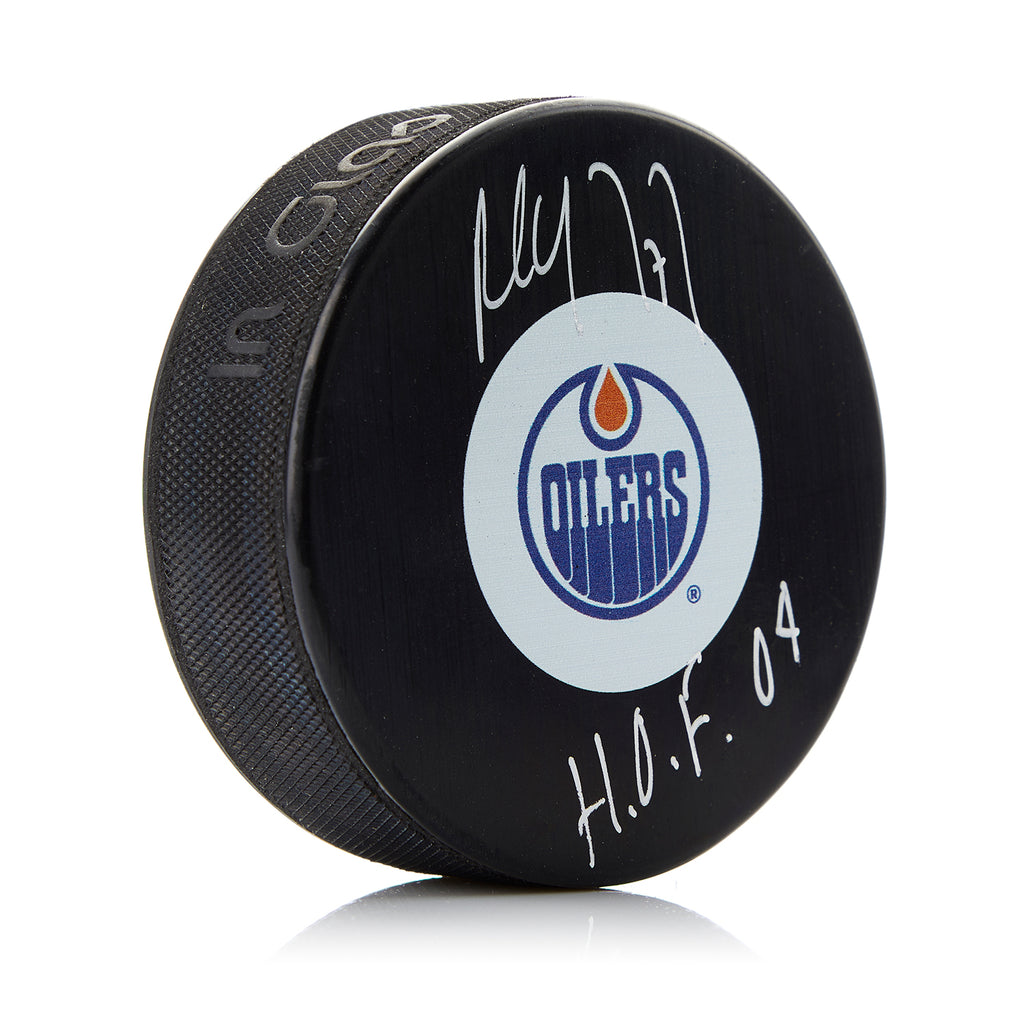 Paul Coffey Edmonton Oilers Signed Hockey Puck with HOF Note | AJ Sports.