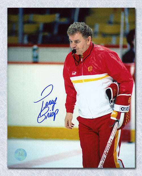 Terry Crisp Calgary Flames Autographed Coach 8x10 Photo | AJ Sports.