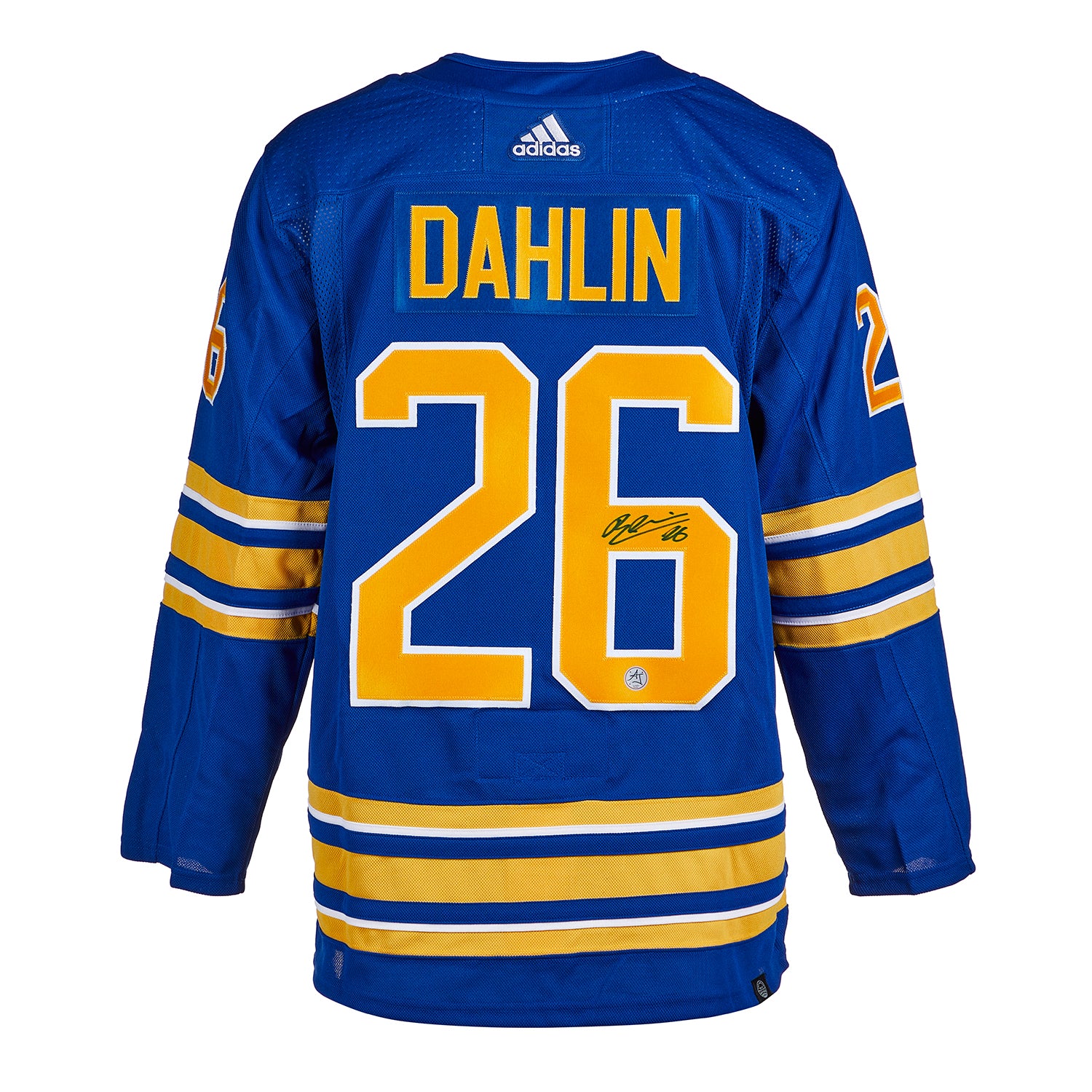 Rasmus Dahlin Buffalo Sabres Autographed Blue Adidas Authentic Jersey with  NHL Debut 10/4/18 Inscription
