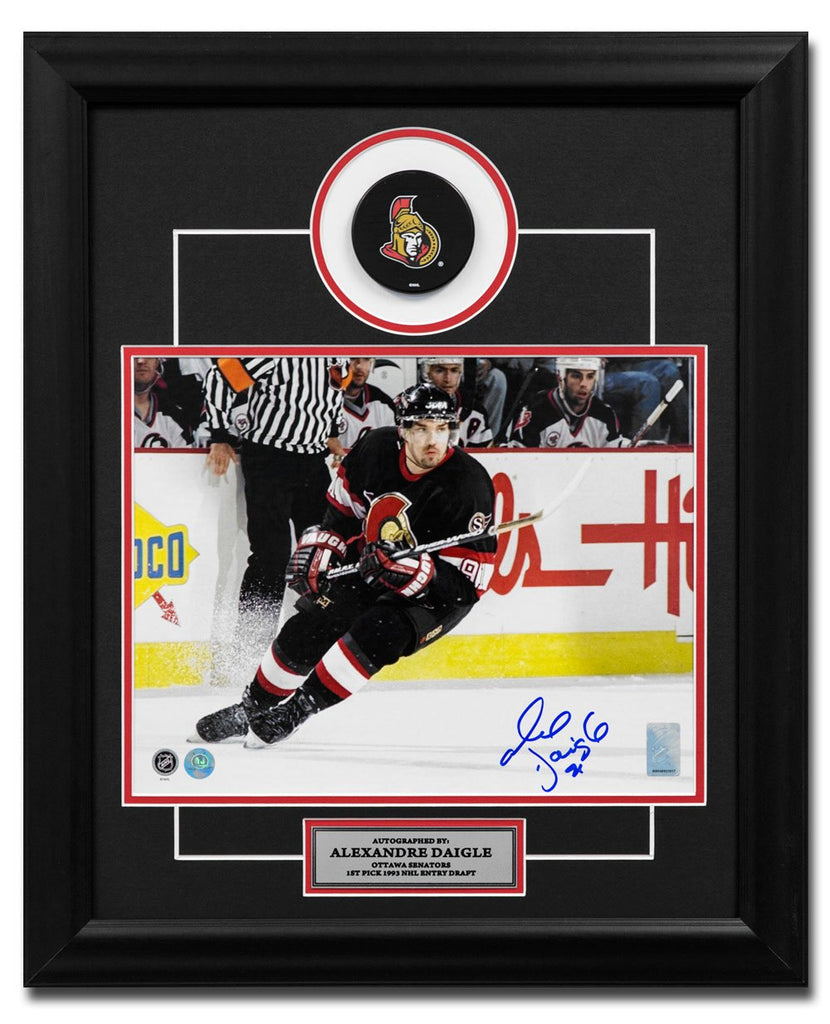 Alexandre Daigle Ottawa Senators Autographed Hockey 20x24 Puck Frame | AJ Sports.