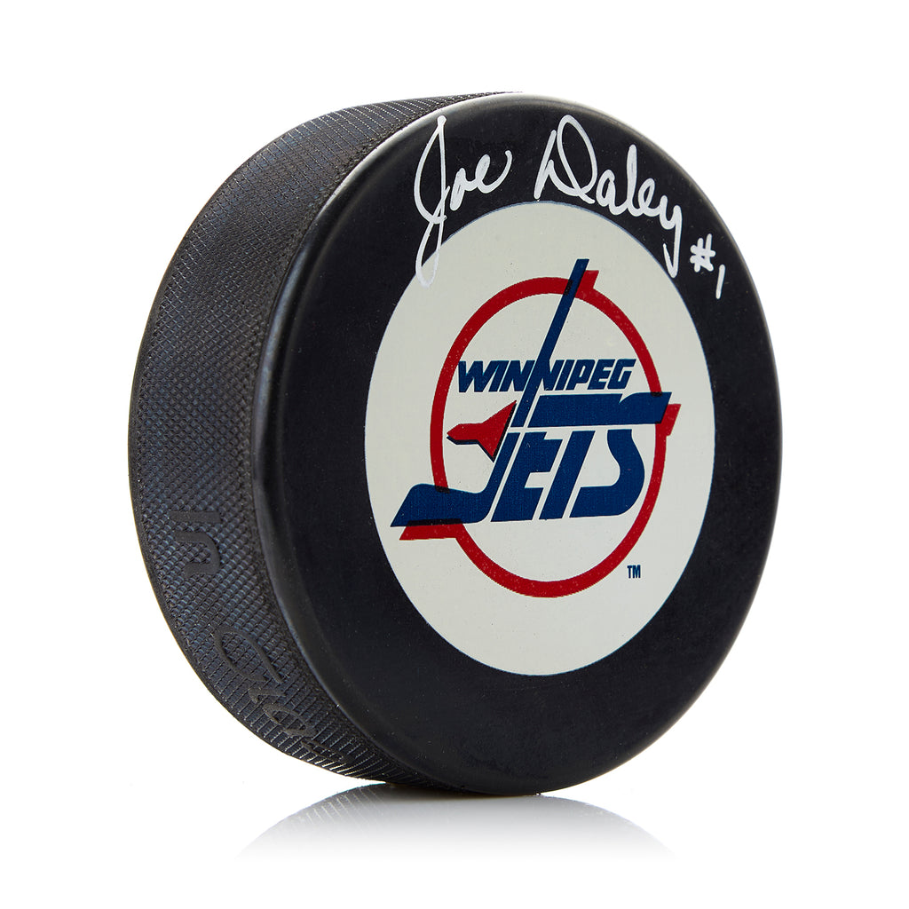 Joe Daley Winnipeg Jets Autographed Vintage Logo Hockey Puck | AJ Sports.