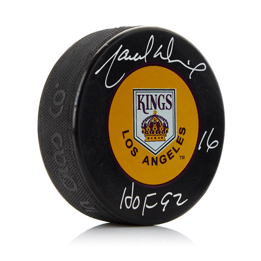 Marcel Dionne Los Angeles Kings Autographed Hockey Puck with HOF Note | AJ Sports.