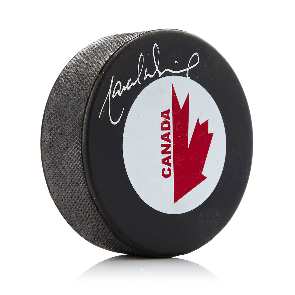 Marcel Dionne Team Canada Autographed Canada Cup Hockey Puck | AJ Sports.