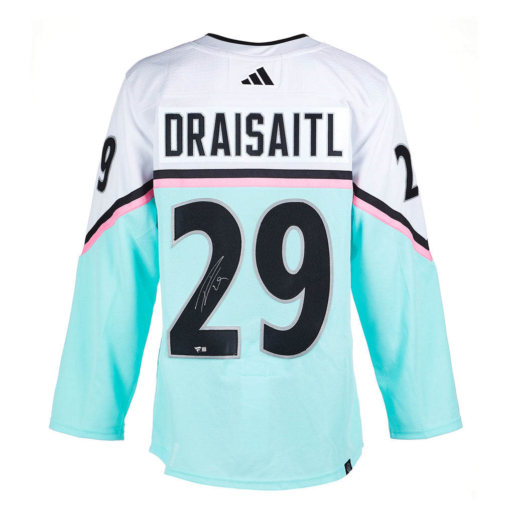 Leon Draisaitl Edmonton Oilers Autographed 16″ x 20″ White Jersey Skating  Spotlight Photograph with Multiple Inscriptions – Limited Edition of 129