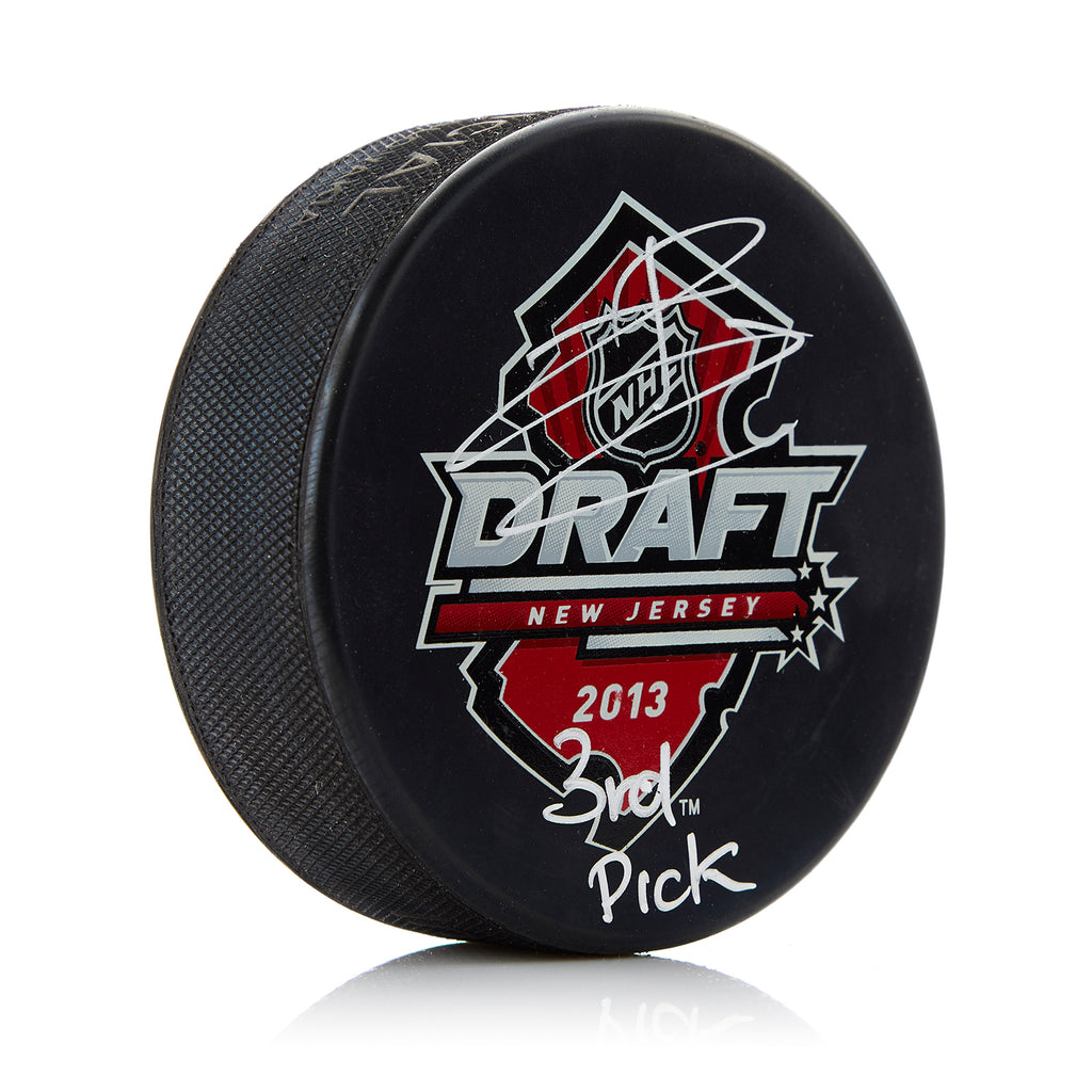 Jonathan Drouin Signed 2013 NHL Entry Draft Puck with 3rd Pick Note | AJ Sports.