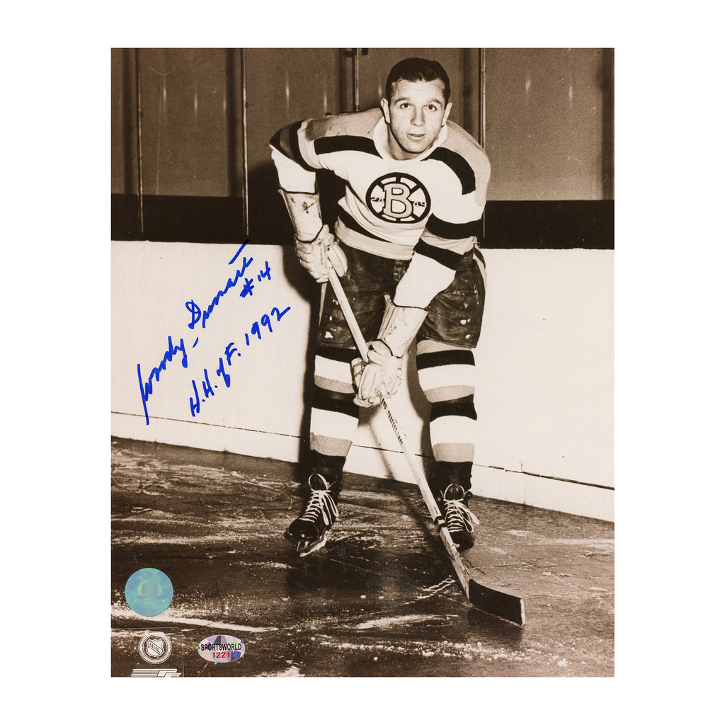 Woody Dumart Boston Bruins Signed & Inscribed Vintage 8x10 Photo | AJ Sports.
