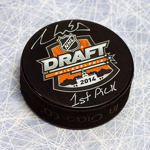 Aaron Ekblad Signed 2014 NHL Entry Draft Puck with 1st Pick Note | AJ Sports.