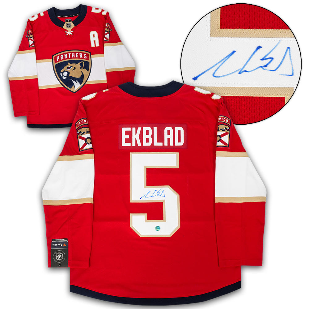 Aaron Ekblad Florida Panthers Autographed Red Fanatics Jersey | AJ Sports.