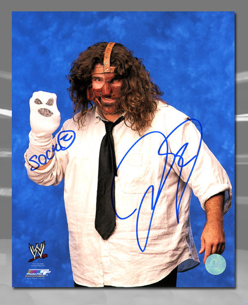Mick Foley Autographed Mankind With Socko Wrestling 8x10 Photo | AJ Sports.
