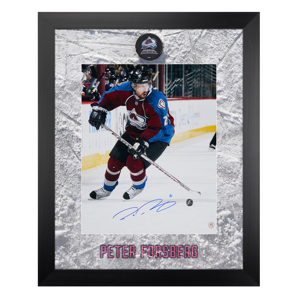 Peter Forsberg Autographed Avalanche Retro 2.0 Jersey Inscibed HOF 14  Deluxe Framed