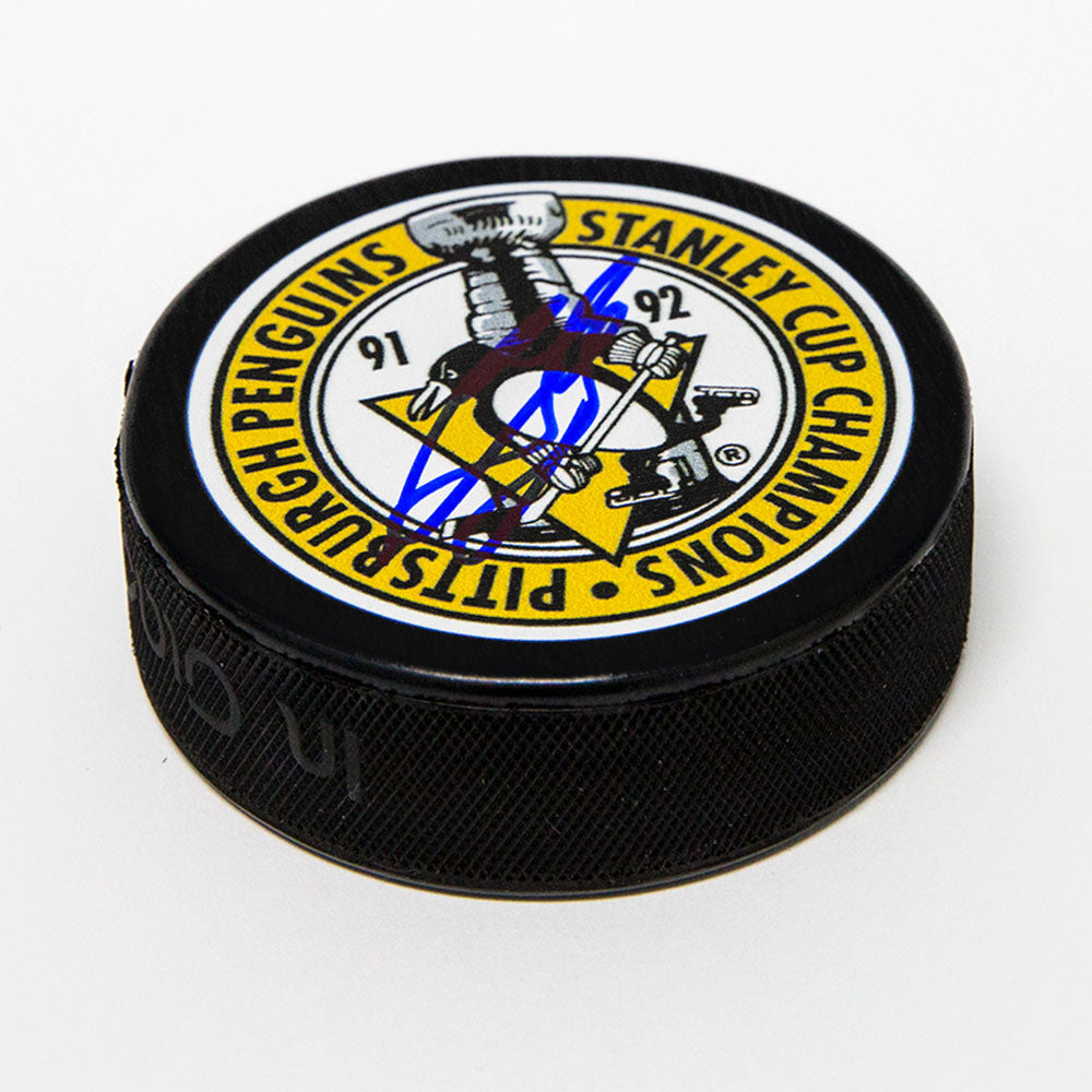 Ron Francis Pittsburgh Penguins Autographed 91-92 Stanley Cup Puck | AJ Sports.