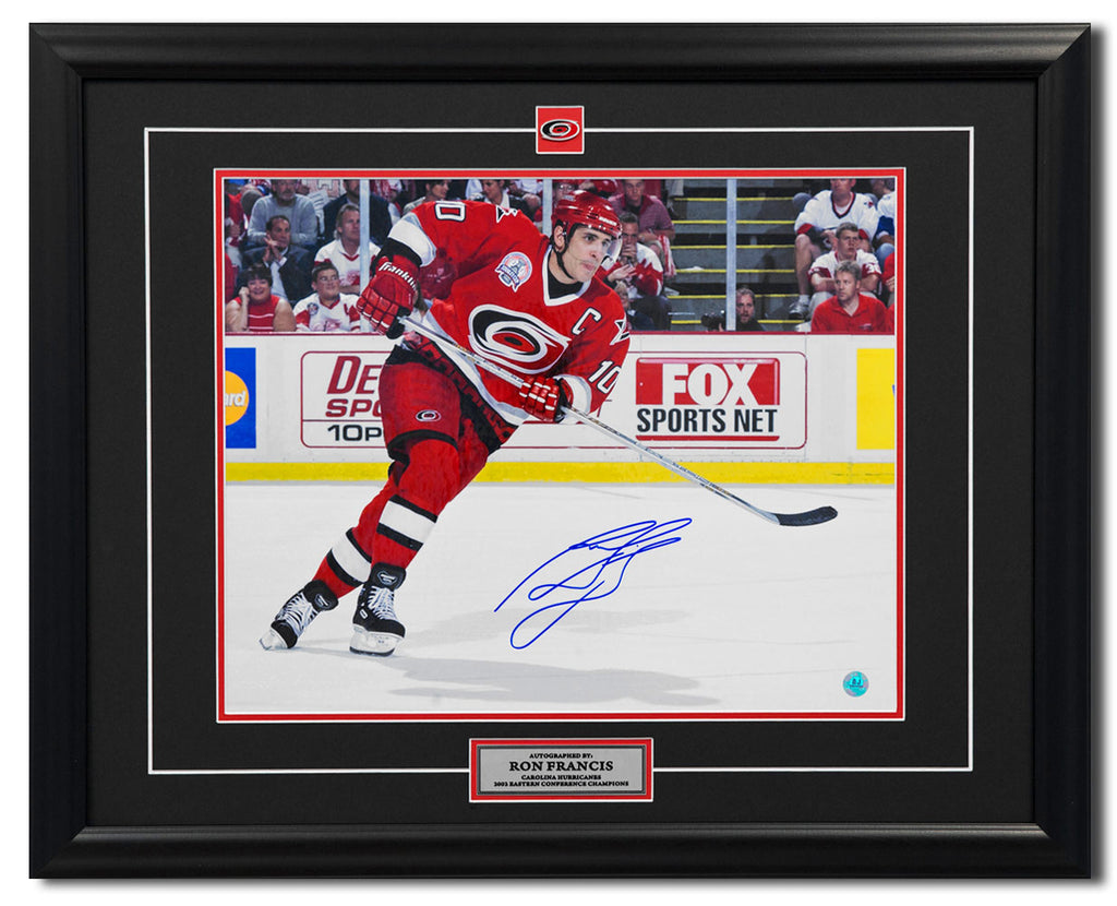 Ron Francis Carolina Hurricanes Autographed 2002 Stanley Cup Finals 26x32 Frame | AJ Sports.