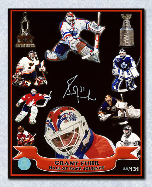 Grant Fuhr Hall Of Fame Journey Autographed 8x10 Photo Limited #/131 Print | AJ Sports.
