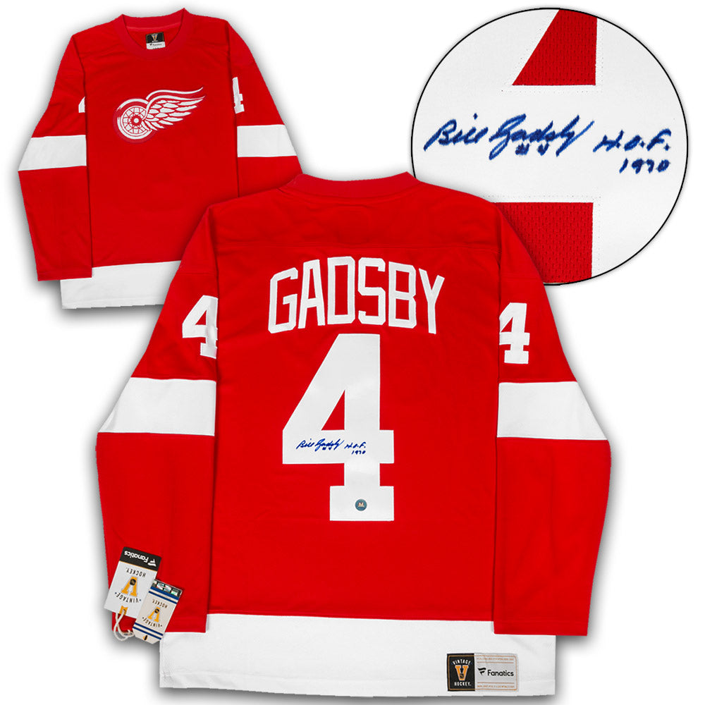 Bill Gadsby Detroit Red Wings Signed Retro Fanatics Jersey | AJ Sports.