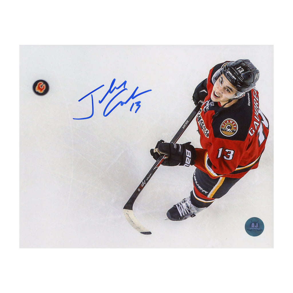Johnny Gaudreau Calgary Flames Signed Puck Toss 8x10 Photo | AJ Sports.