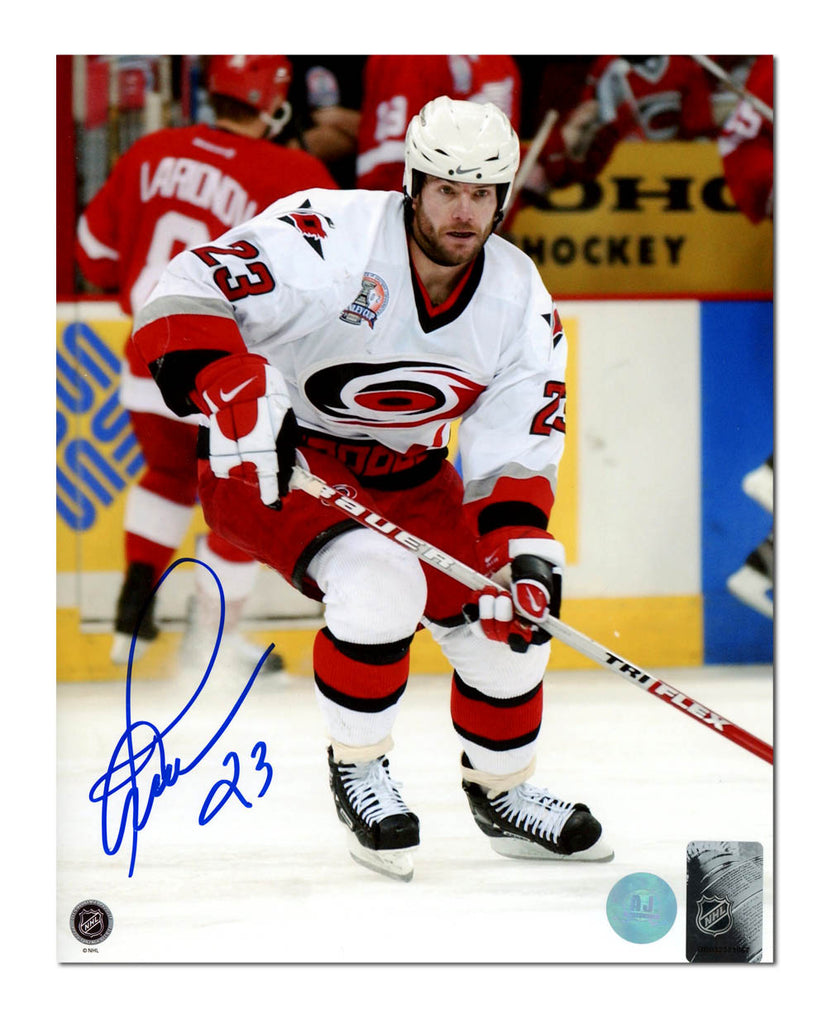 Martin Gelinas Carolina Hurricanes Autographed Stanley Cup Action 8x10 Photo | AJ Sports.
