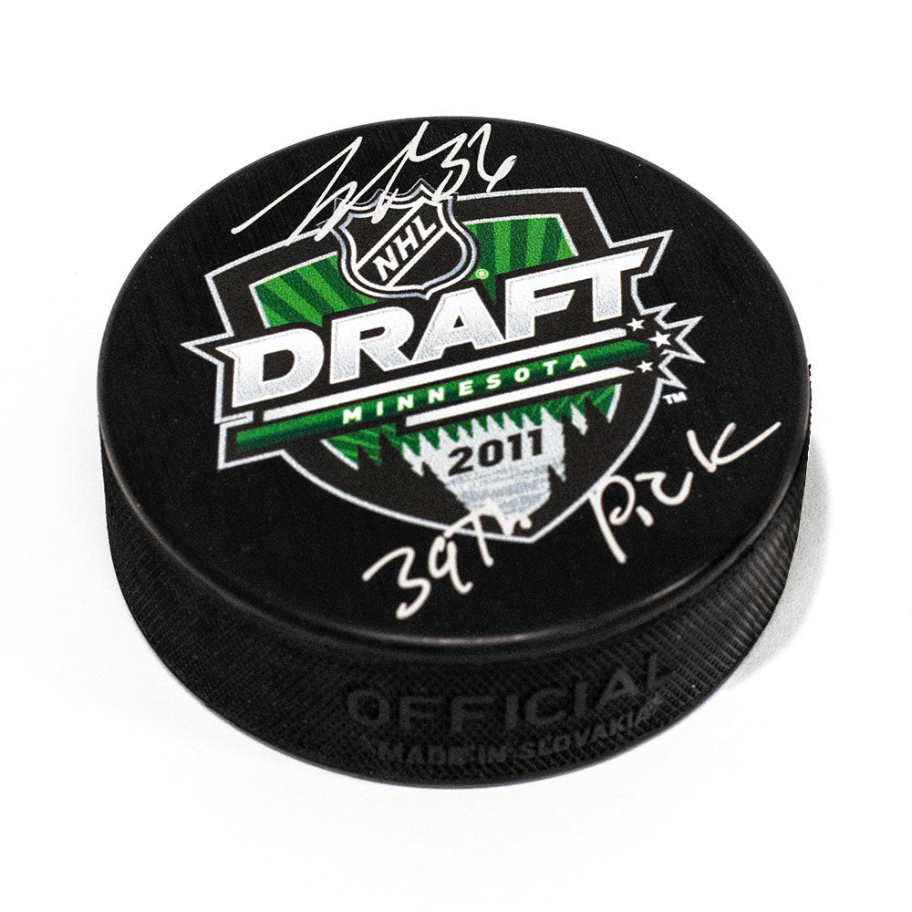 John Gibson Signed 2011 NHL Entry Draft Puck with 39th Pick Note | AJ Sports.