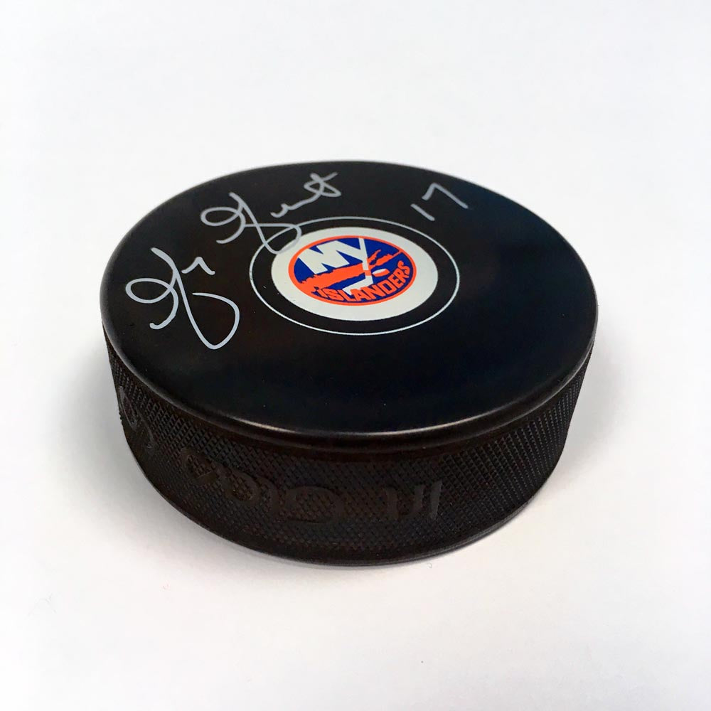 Greg Gilbert New York Islanders Autographed Hockey Puck | AJ Sports.