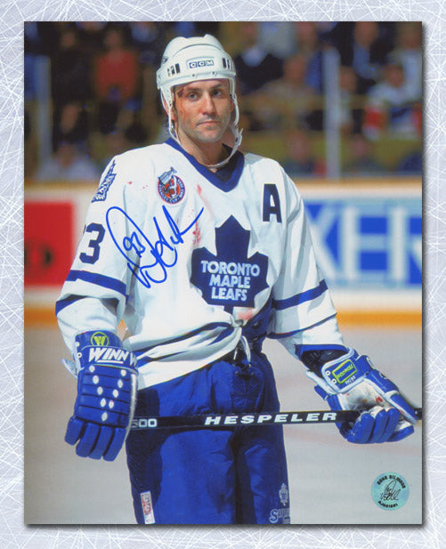Doug Gilmour autographed 12" x 18" Maple Leafs Jersey Collage  (with COA ) (69)