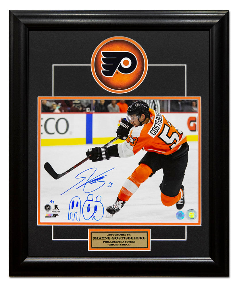 Shayne Gostisbehere Philadelphia Flyers Signed with Ghost & Bear Sketch 20x24 Frame #/53 | AJ Sports.