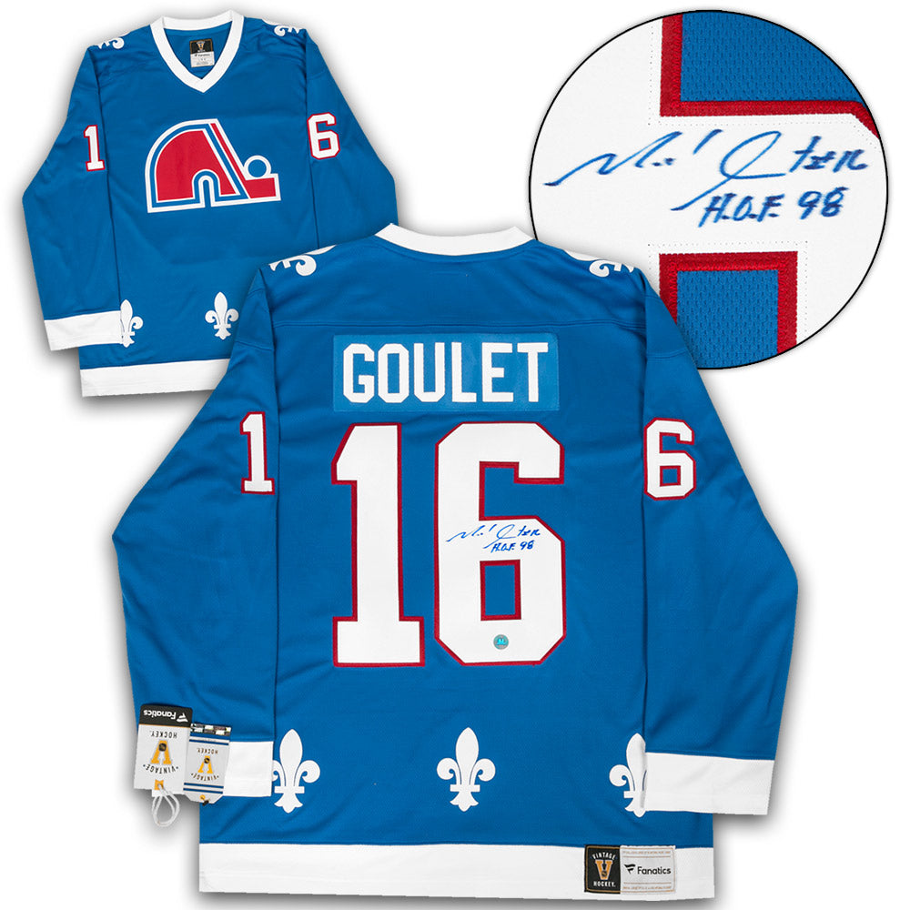 Michel Goulet Quebec Nordiques Signed Retro Fanatics Jersey | AJ Sports.
