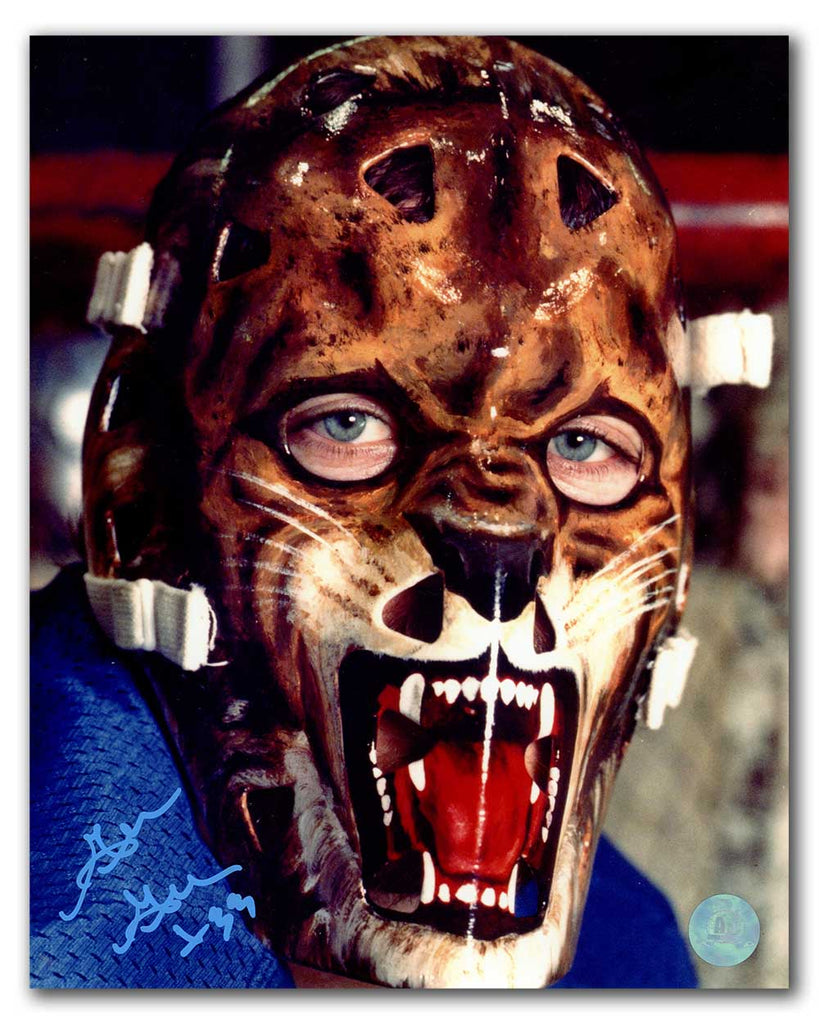 Gilles Gratton New York Rangers Autographed Tiger Mask Close-Up 8x10 Photo | AJ Sports.