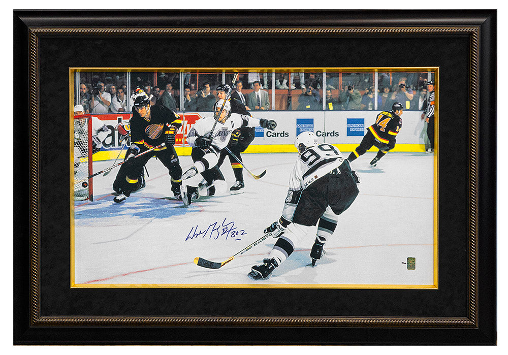 Wayne Gretzky Autographed & Inscribed NH Record Goal 31x45 Canvas | AJ Sports.