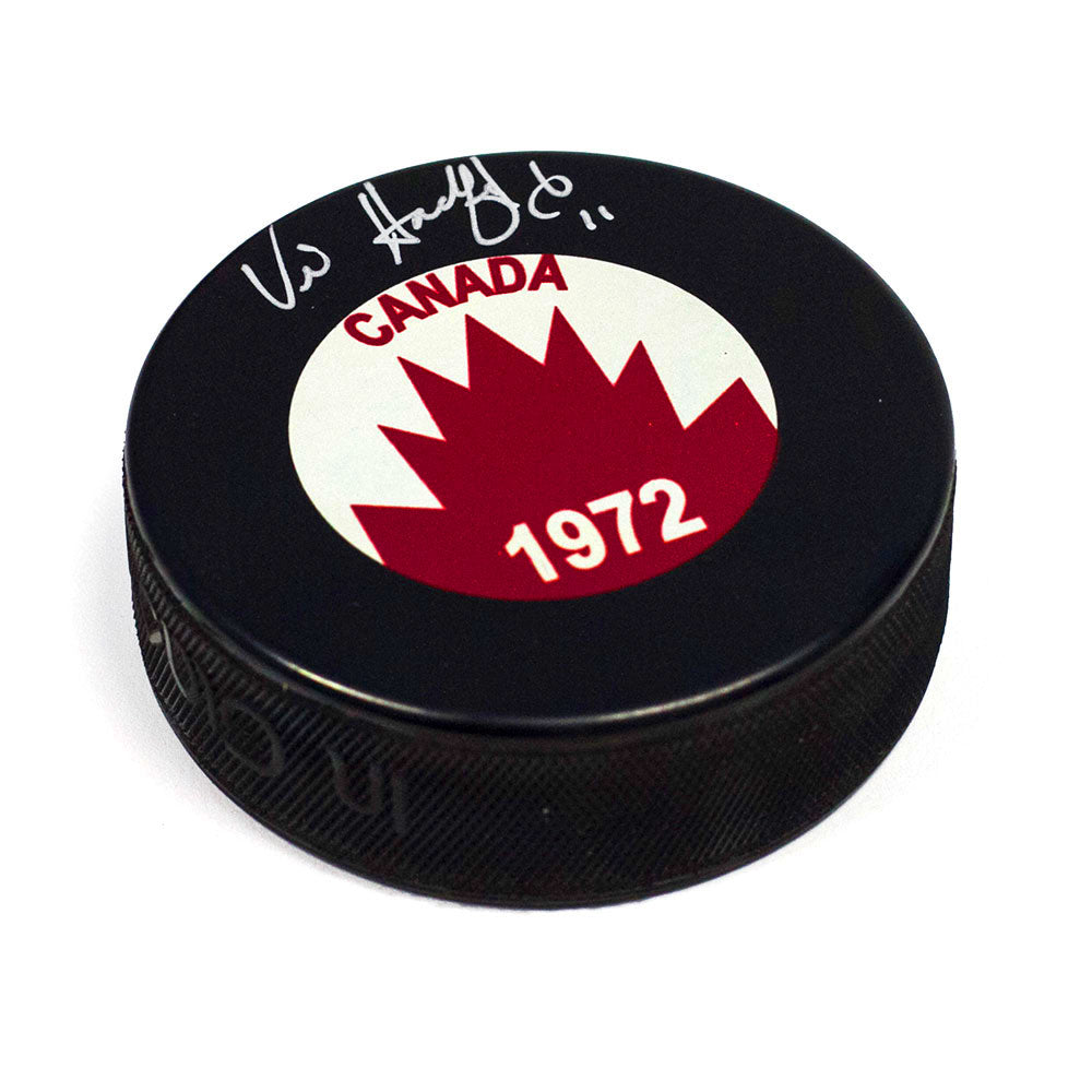 Vic Hadfield Team Canada Autographed 1972 Summit Series Hockey Puck | AJ Sports.