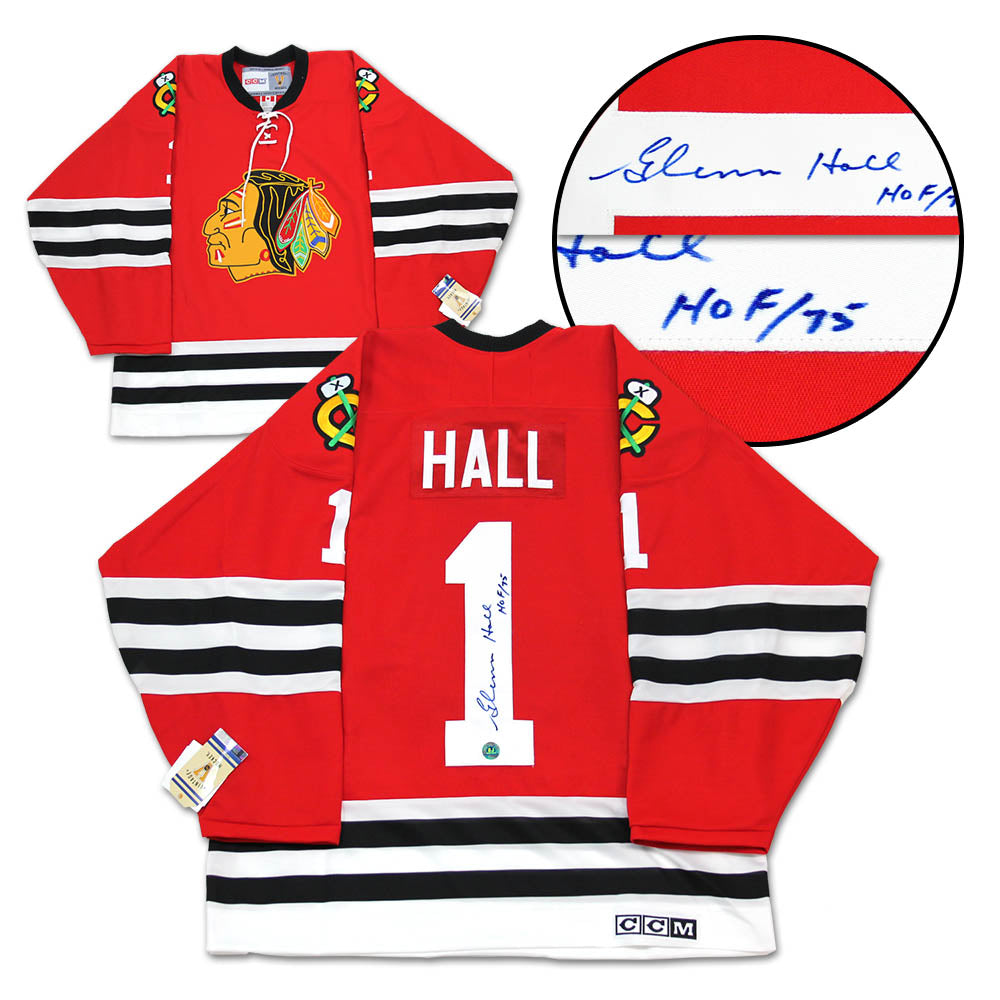 Glenn Hall Chicago Blackhawks Autographed Vintage CCM Jersey | AJ Sports.
