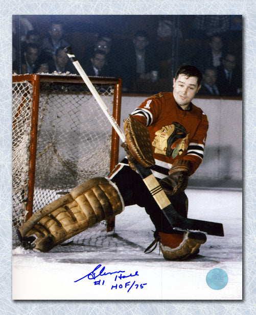 Glenn Hall Chicago Blackhawks Autographed Hockey Goalie 8x10 Photo | AJ Sports.