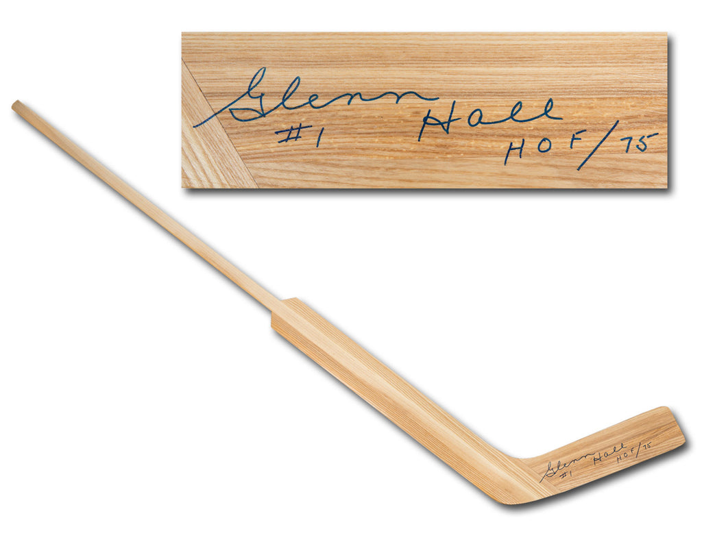 Glenn Hall Autographed Retro Wooden Goalie Stick - Chicago Blackhawks | AJ Sports.