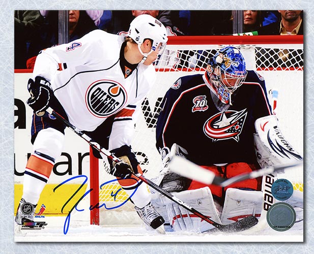 Taylor Hall Edmonton Oilers Autographed 1st NHL Goal 8x10 Photo | AJ Sports.