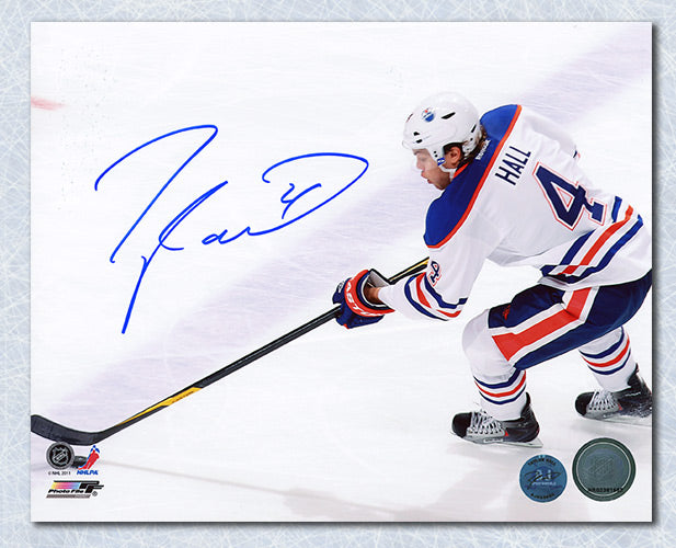 Taylor Hall Edmonton Oilers Signed Zone Entry 8x10 Photo | AJ Sports.
