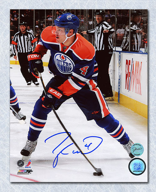 Taylor Hall Edmonton Oilers Signed Playmaker 8x10 Photo | AJ Sports.