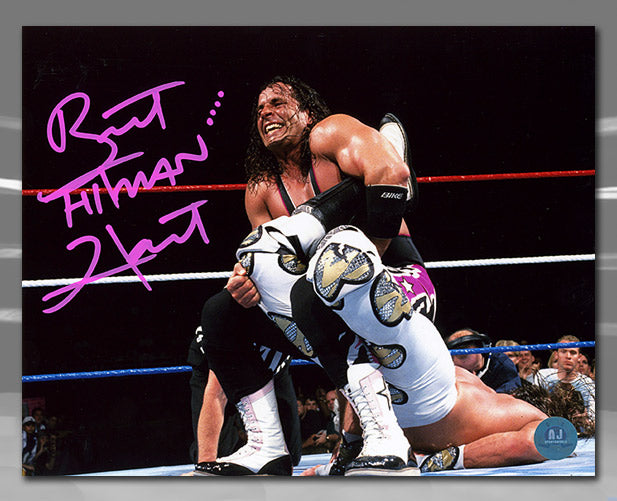 Bret Hitman Hart WWE Autographed Sharpshooter Wrestling 8x10 Photo | AJ Sports.