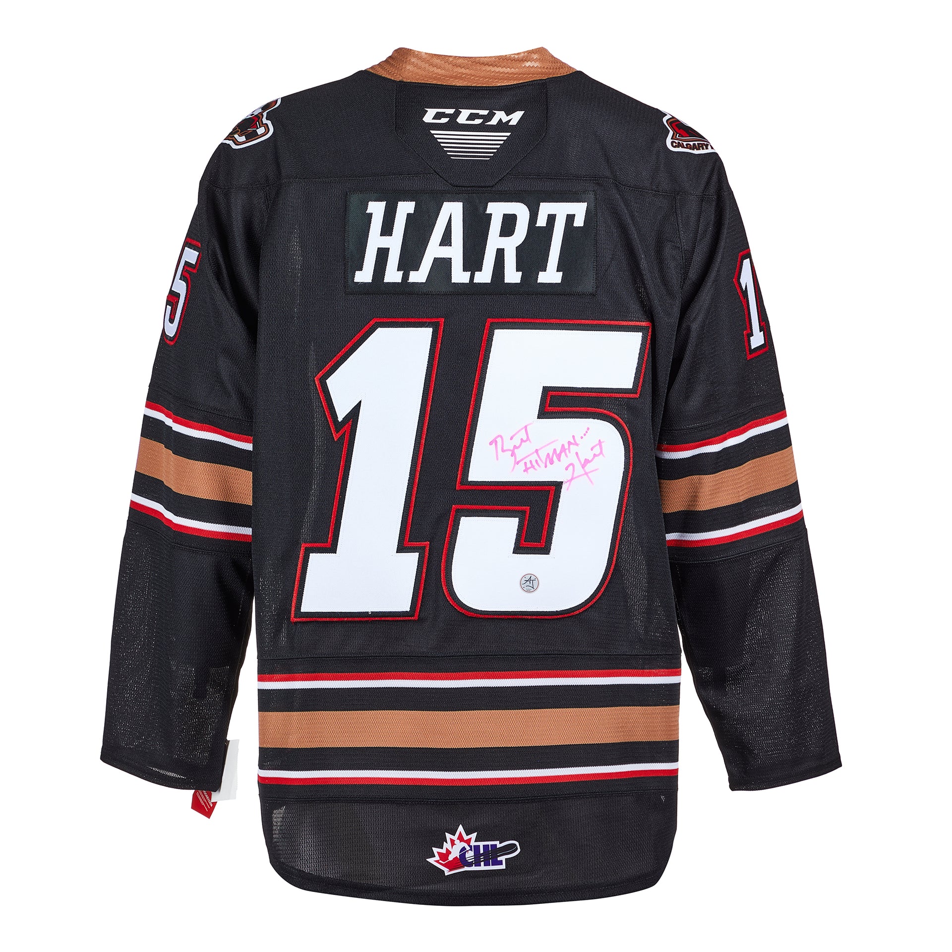 AJ Sports Bret Hitman Hart Calgary Hitmen Autographed CHL CCM Jersey
