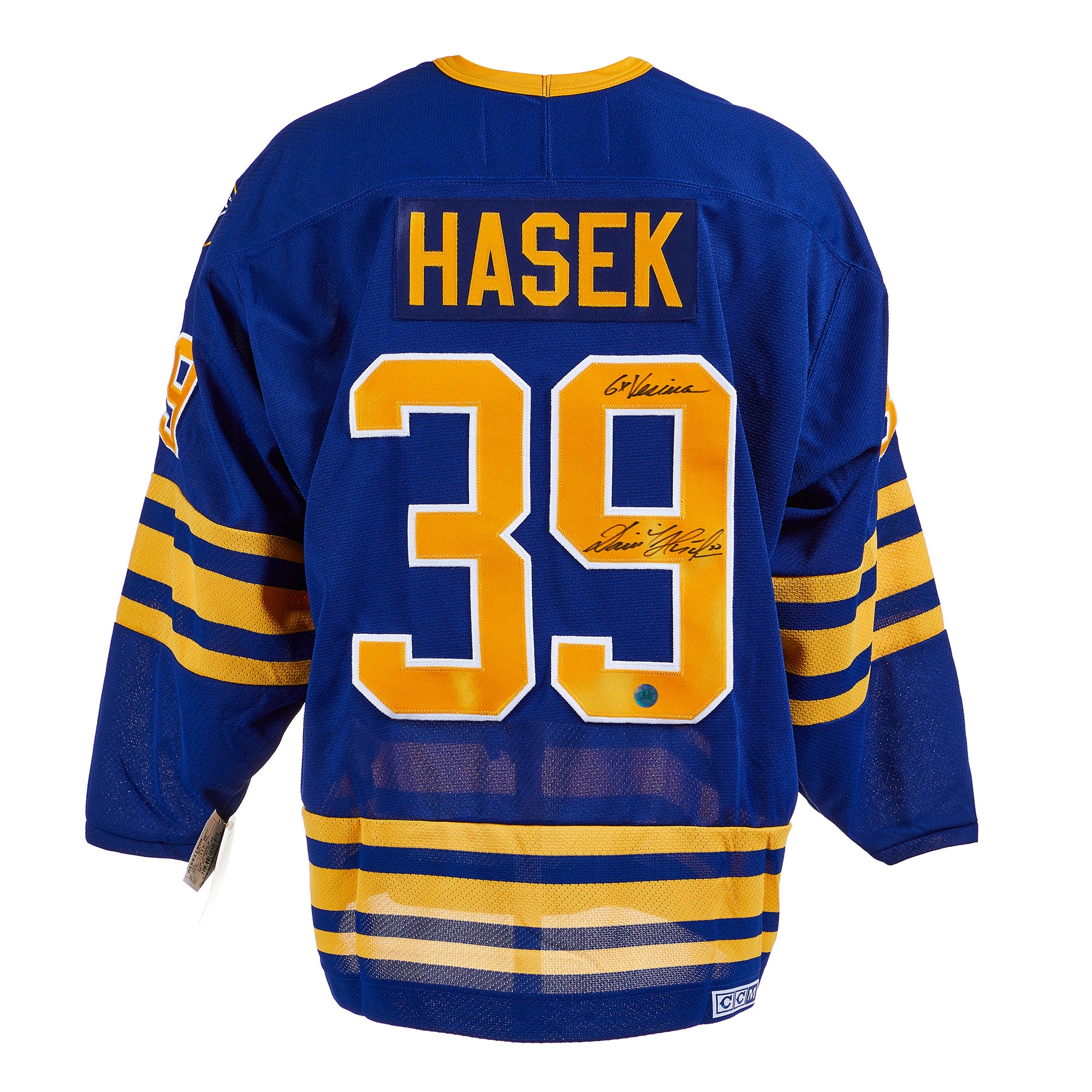 CCM Hasek Goat Head Authentic Buffalo Sabres NHL Hockey Jersey White Home  48