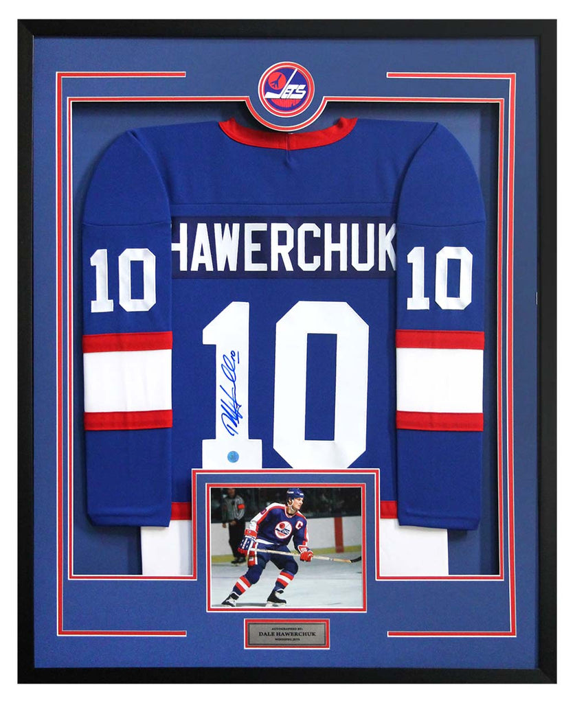 Dale Hawerchuk Winnipeg Jets Signed Vintage 36x44 Framed Jersey Display | AJ Sports.