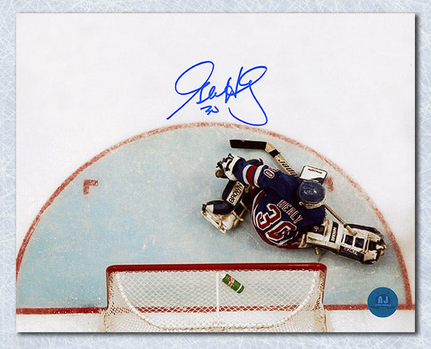 Glenn Healy New York Rangers Autographed Overhead 8x10 Photo | AJ Sports.