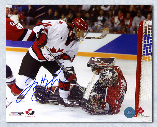 Jayna Hefford Team Canada Autographed 2002 Olympic Hockey Golden Goal 8x10 Photo | AJ Sports.
