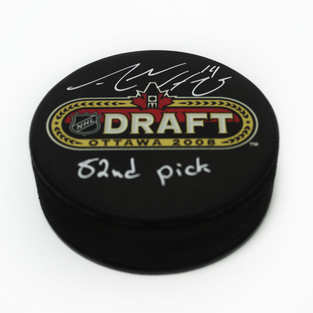 Adam Henrique Signed 2008 NHL Entry Draft Puck with 82nd Pick Note | AJ Sports.