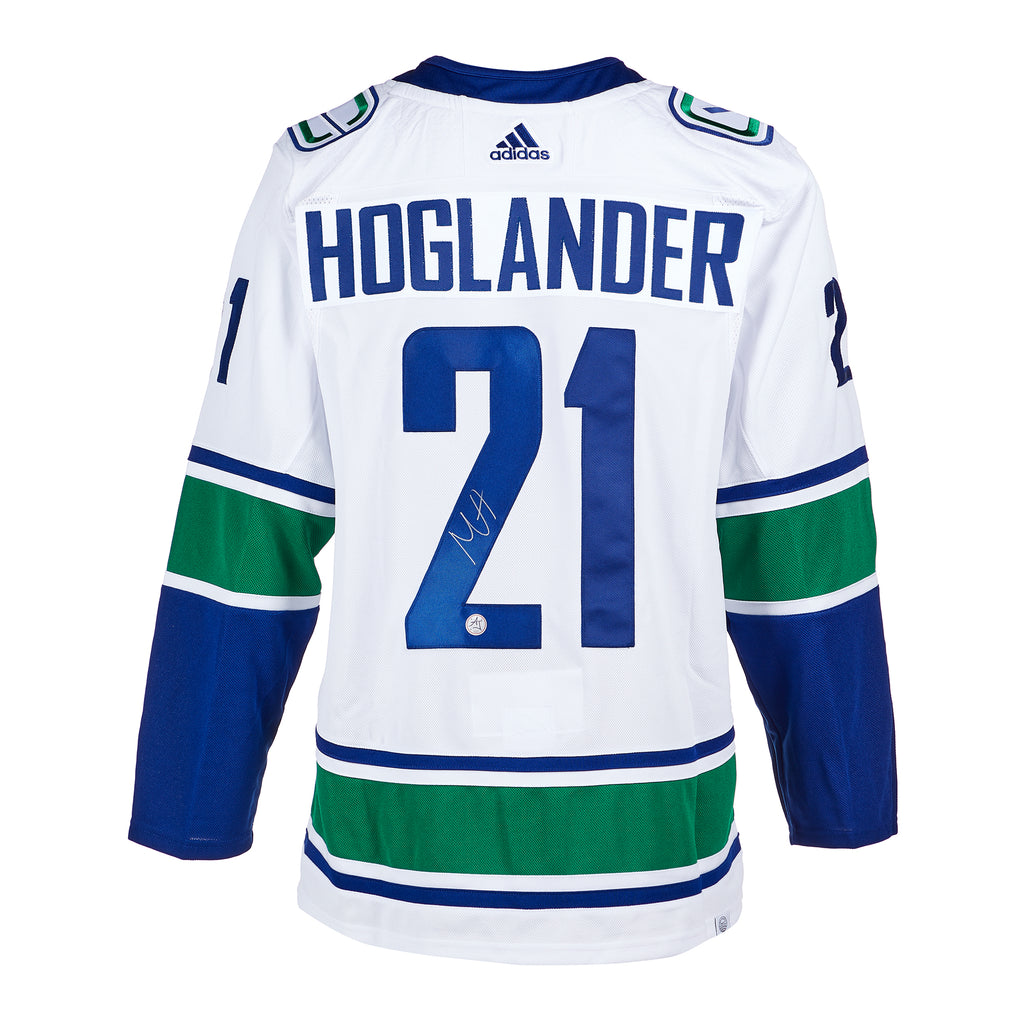 Nils Hoglander Vancouver Canucks Signed White Adidas Jersey | AJ Sports.